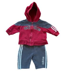 Adidas Baby Red and Gray Track Suit, Size 6 Months